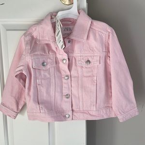 Zara - girls pink jean jacket 3-4 years NWT